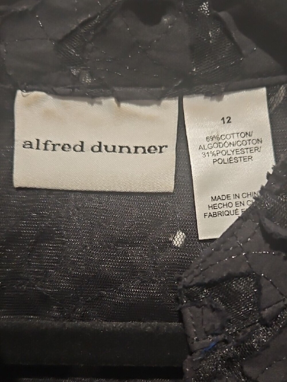 Alfred Dunner Black Diamond-Pattern Button Front Shacket - Picture 2 of 6